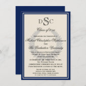 Invitation Monogramme de la Marine Laurier Classique Diplômé  (Devant / Derrière)
