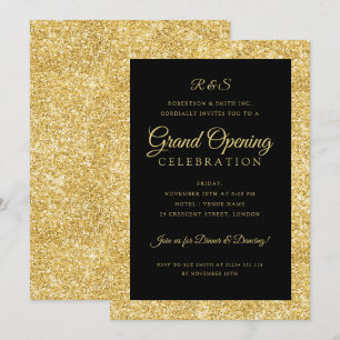 Invitation Monogramme de la Parties scintillant d'or d'ouvert
