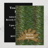 Invitation Monogramme de la peau de dinosaure vert et Brown (Devant / Derrière)