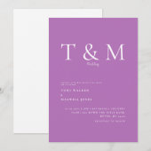 Invitation Monogramme de lavande moderne Aucun Mariage de par (Devant / Derrière)