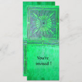 Invitation MONOGRAMME DE L'ÉTOILE DU MATIN, vert clair (Devant / Derrière)