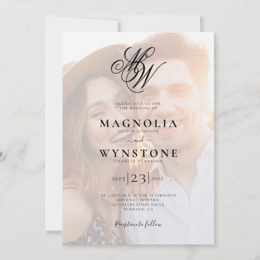 Invitation Monogramme de luxe QR Code Mariage photo (Devant)