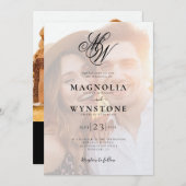 Invitation Monogramme de luxe QR Code Mariage photo (Devant / Derrière)