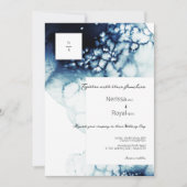Invitation Monogramme de mariage bleu de destination nautique (Devant)