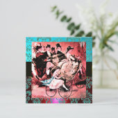 INVITATION MONOGRAMME DE MARIAGE DAMASK BLACK BLEU ROUGE (Debout devant)