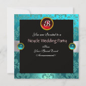 INVITATION MONOGRAMME DE MARIAGE DAMASK BLACK BLEU ROUGE (Dos)