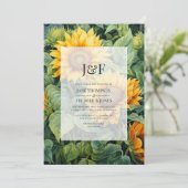 Invitation Monogramme de Mariage de fleurs de tournesol et ve (Debout devant)