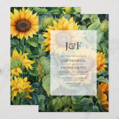 Invitation Monogramme de Mariage de fleurs de tournesol et ve (Devant / Derrière)