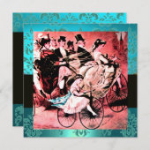 INVITATION MONOGRAMME DE MARIAGE DE LA PLAGE DE DAMASK AQUAMA (Devant / Derrière)