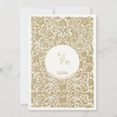 Invitation Monogramme de mariage élégant bordé d'or (Dos)