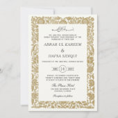 Invitation Monogramme de mariage élégant bordé d'or (Devant)