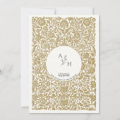 Invitation Monogramme de mariage élégant bordé d'or (Dos)