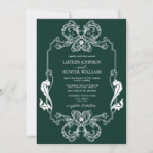 Invitation Monogramme de mariage en ligne d'art floral vert o (Devant)