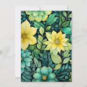Invitation Monogramme de mariage floral jaune et vert (Dos)