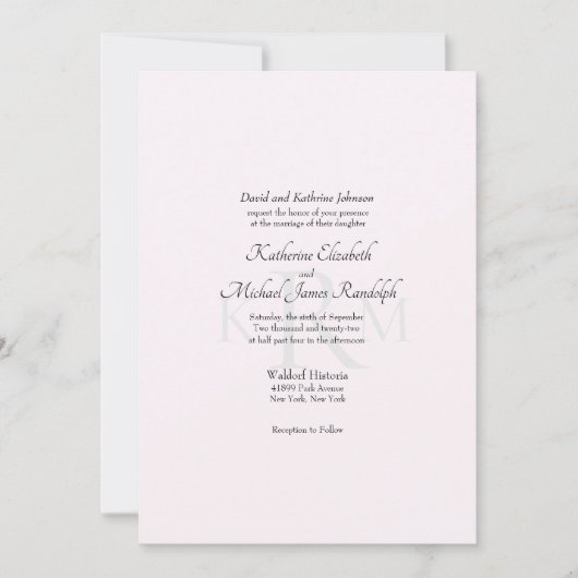 Invitation Monogramme de mariage formel Parents de la mariée (Devant)
