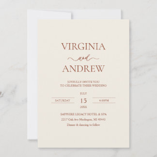 Invitation Monogramme de mariage minimaliste en terre cuite