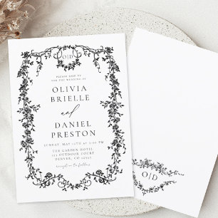Invitation Monogramme de Mariage noir de couleur victorienne