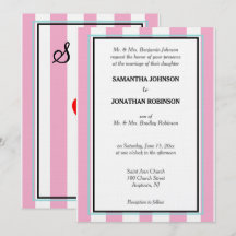Monogramme de mariage rayures rose blanc bleu