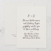 Invitation Monogramme de mariage romantique en écriture Dark (Devant / Derrière)