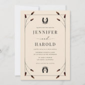 Invitation Monogramme de mariage tout-en-un fer à cheval bohè (Devant)