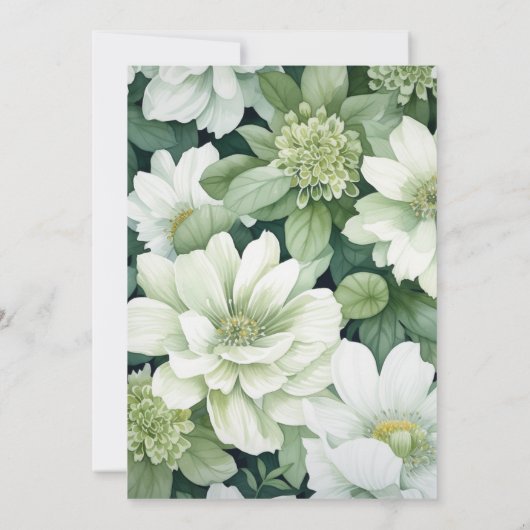 Invitation Monogramme de Mariage végétal vert et blanc Sage (Dos)