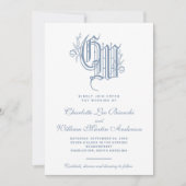 Invitation Monogramme de mariage vintage (Devant)
