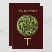 Invitation MONOGRAMME DE MÉDALLION SAINT GEORGE ET DRAGON, br (Devant / Derrière)