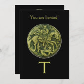 Invitation MONOGRAMME DE MÉDALLION SAINT GEORGE ET DRAGON, no (Devant / Derrière)