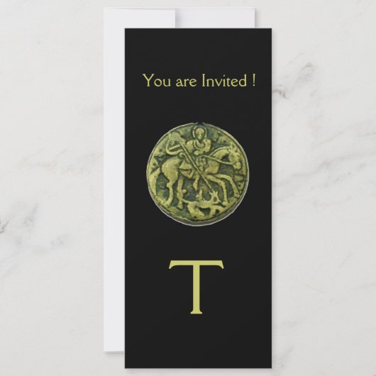 Invitation MONOGRAMME DE MÉDALLION SAINT GEORGE ET DRAGON, no (Devant)