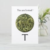 Invitation MONOGRAMME DE MÉDALLION SAINT GEORGE ET DRAGON, or (Debout devant)