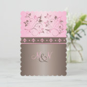 Invitation monogramme de Mocha et de Flore rose (Debout devant)