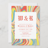 Invitation Monogramme de Motif Abstrait rétro Orange (Devant)