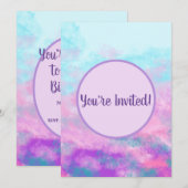 Invitation Monogramme de nuages roses mignons (Devant / Derrière)