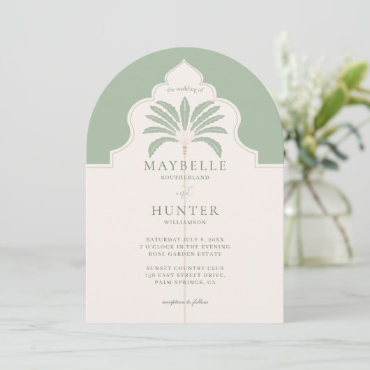 Invitation Monogramme de palmier de Boho décoratif tropical o (Debout devant)