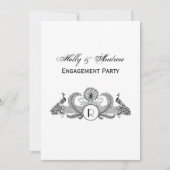 Invitation Monogramme de paons vintage (Devant)