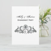 Invitation Monogramme de paons vintage (Debout devant)