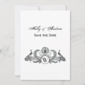 Invitation Monogramme de Paons Vintage (Devant)