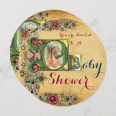 INVITATION MONOGRAMME DE PARCHEMENT FLORAL DE LA POIGNÉE DE B (Devant / Derrière)