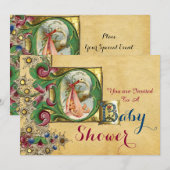 INVITATION MONOGRAMME DE PARCHEMENT FLORAL DU BABY SHOWER DE (Devant / Derrière)