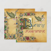 INVITATION MONOGRAMME DE PARCHEMENT FLORAL DU BABY SHOWER DE  (Devant / Derrière)