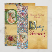 INVITATION MONOGRAMME DE PARCHEMENT FLORAL DU BABY SHOWER DE (Devant / Derrière)