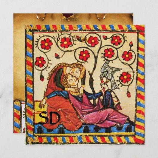 INVITATION MONOGRAMME DE PARCHEMENT MARIAGE AMOUR ÉTERNEL (Devant / Derrière)