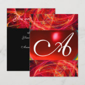 Invitation MONOGRAMME DE PHOTON FOU rouge noir rose (Devant / Derrière)