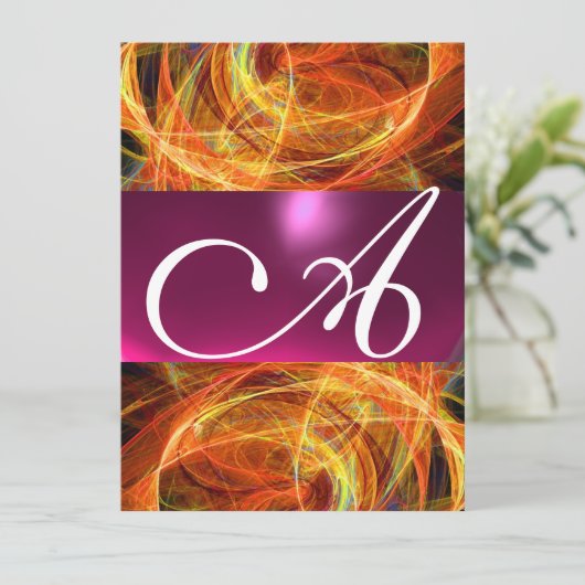 Invitation MONOGRAMME DE PHOTON FROID rose noir (Debout devant)