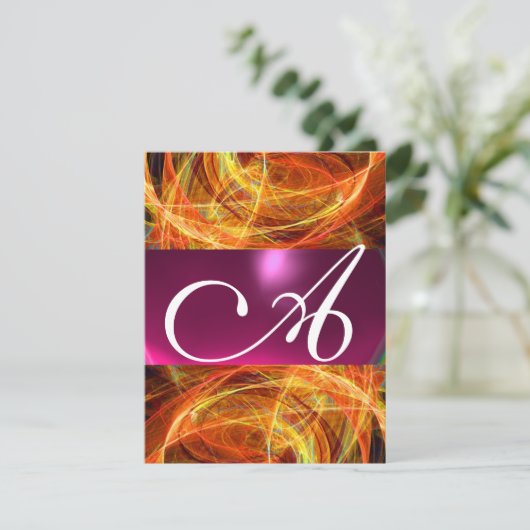 Invitation MONOGRAMME DE PHOTON FROID rose noir (Debout devant)