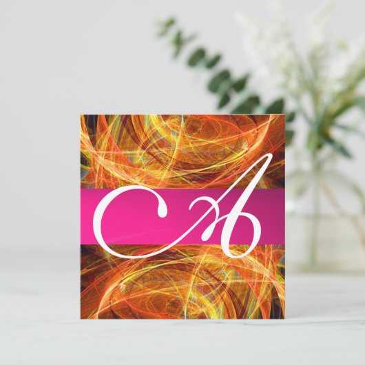 Invitation MONOGRAMME DE PHOTON FROID rose noir (Debout devant)