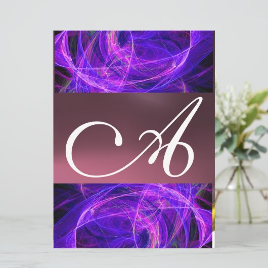Invitation MONOGRAMME DE PHOTON FROID violet noir (Debout devant)