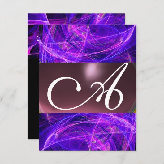 Invitation MONOGRAMME DE PHOTON FROID violet noir (Devant / Derrière)