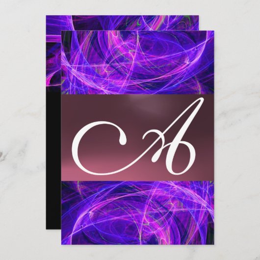 Invitation MONOGRAMME DE PHOTON FROID violet noir (Devant / Derrière)