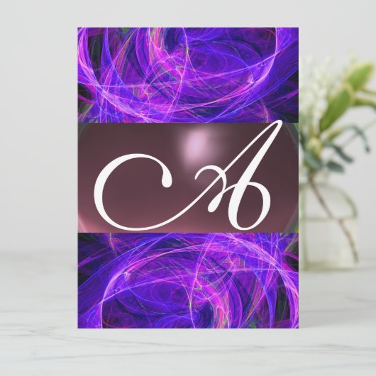 Invitation MONOGRAMME DE PHOTON FROID violet noir (Debout devant)